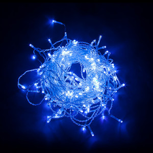 Светодиодная гирлянда Feron CL18 занавес 1,5*1,5м + 3м 230V синий, статичная, c питанием от сети, прозрачный шнур