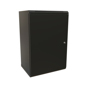 WRline Шкаф настенный 19-дюймовый (19), 18U, 908x600х600мм, цельнометаллическая дверь с замком, цвет черный (RAL 9004) (разобранный)