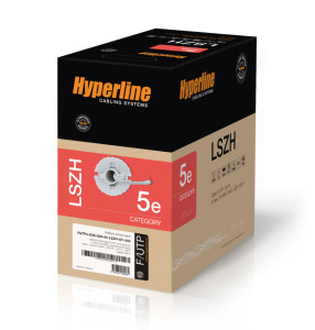 Hyperline FUTP4-C5E-S24-IN-LSZH-GN-305 (305 м) Кабель витая пара F/UTP, категория 5e, 4 пары (24 AWG), одножильный (solid), экран - фольга, LSZH, нг(А)-HF, –20°C – +75°C, зеленый - гарантия: 15 лет компонентная; 25 лет системная