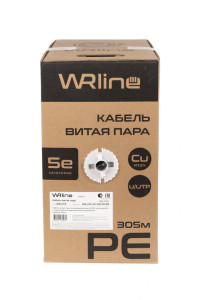 WRline WR-UTP-4P-C5E-PE-BK Кабель витая пара, неэкранированный U/UTP, категория 5e, 4 пары (0,50 мм), одножильный, внешний, PE, черный, 305 м