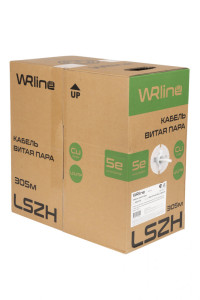 WRline WR-UTP-4P-C5E-L-LSZH-GY Кабель витая пара, неэкранированный U/UTP, категория 5e, 4 пары (0.48 мм), одножильный, внутренний, LSZH, нг(A)-HF, серый, 305 м