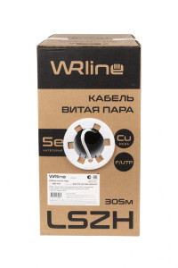 WRline WR-FTP-4P-C5E-LSZH-GY Кабель витая пара, экранированный F/UTP, категория 5e, 4 пары (0,50 мм), одножильный, внутренний, LSZH, нг(A)-HF, серый, 305 м