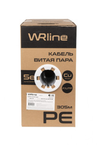 WRline WR-FTP-4P-C5E-PE-BK Кабель витая пара, экранированный F/UTP, категория 5e, 4 пары (0,50 мм), одножильный, внешний, PE, черный, 305 м