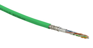 Hyperline SFUTP4-C5E-S24-IN-PVC-GN-305 (305 м) Кабель витая пара SF/UTP, категория 5e, 4 пары(24 AWG), одножильный(solid), экран - фольга + медная оплетка, PVC, –20°C – +75°C, зеленый - гарантия: 15 лет компонентная; 25 лет системная