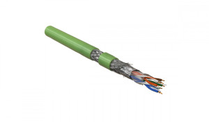 Hyperline SFUTP4-C5E-P26-IN-PVC-GN-305 (305 м) Кабель витая пара, экранированная SF/UTP, категория 5e, 4 пары (26 AWG), многожильный (patch), экран - фольга + медная оплетка, PVC, –20°C – +75°C, зеленый