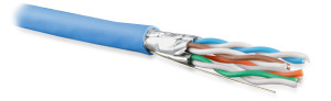 Hyperline UFTP4-C6A-S23-IN-PVC-BL-500 (500 м) Кабель витая пара U/FTP, категория 6a (10GBE), 4 пары (23AWG), одножильный (solid), каждая пара в экране, без общего экрана, PVC, синий