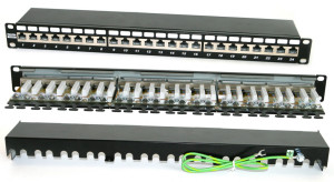 Hyperline PP2-19-24-8P8C-C6A-SH-110D Патч-панель 19, 1U, 24 порта RJ-45 полн. экран., категория 6A, Dual IDC