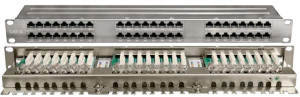 Hyperline PPHD-19-48-8P8C-C6-SH-110D Патч-панель высокой плотности 19, 1U, 48 портов RJ-45, полный экран, категория 6, Dual IDC