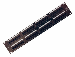 REXANT 04-0022 Патч-панель 19, 2U, 48 портов RJ-45, категория 5e, UTP неэкранированная, черная