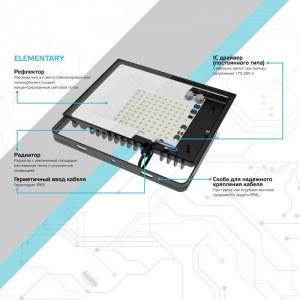 Прожектор светодиодный Elementary 30Вт IP65 6500К черн. Gauss 613100330