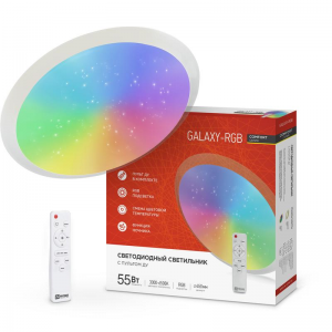 Светильник светодиодный COMFORT GALAXY-RGB 55Вт 230В 3000-6500К 4400лм 450х70мм с пультом ДУ IN HOME 4690612044606