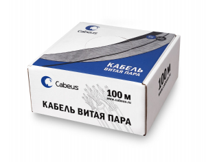 Cabeus UTP-2P-Cat.5e-SOLID-GY-LIGHT-100 Кабель витая пара UTP U/UTP, категория 5e, 2 пары 0,48 мм 24 AWG, одножильный, PVC нгА-LS, серый 100 м