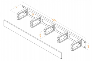 Органайзер 1U с кольцами и крышкой Hyperline CM-1U-5R-PL-COV черный