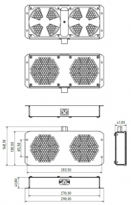 Вентиляторный модуль потолочный Hyperline TFAB-T2FR-RAL7035 2 вентилятора серый