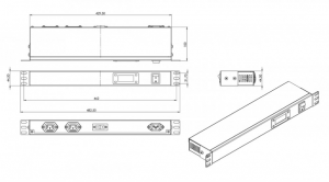 Микропроцессорная панель 19 1U Hyperline TMPY2-230V-RAL7035 серый