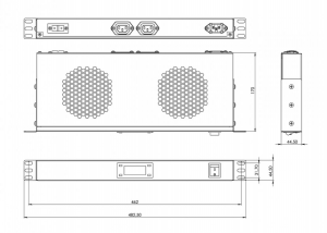 Вентиляторный модуль 19 1U Hyperline TRFA-MICR-2F-RAL7035 2 вентилятора серый