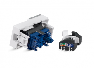 Cabeus KJ-RJ45-Cat.6-180T-FP-L-22,5 Keystone Jack RJ-458P8C, 180 градусов, категория 6, безинструментный монтаж, вставка Mosaic арт.076561арт.076551