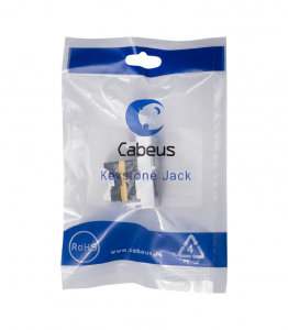 Cabeus KJ-RJ45-Cat.6a-180T-FP-L-22,5 Keystone Jack RJ-458P8C, 180 градусов, категория 6a, безинструментный монтаж, вставка Mosaic арт.076571