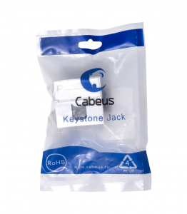 Cabeus KJ-RJ45-Cat.6a-180T-FP-L-45 Keystone Jack RJ-458P8C, 180 градусов, категория 6a, безинструментный монтаж, вставка Mosaic арт.076574