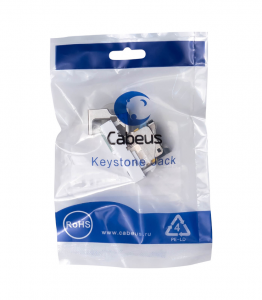 Cabeus KJ-RJ45-Cat.6a-SH-180T-FP-L-22,5 Keystone Jack RJ-458P8C, 180 градусов, категория 6a, экранированная, безинструментный монтаж, вставка Mosaic арт.076573