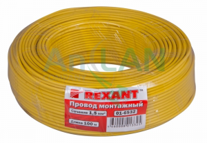 Силовой провод ПГВА 1х1.5 Rexant 01-6532 желтый