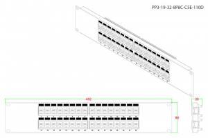 Патч-панель 19 Hyperline PP3-19-32-8P8C-C5e-110D