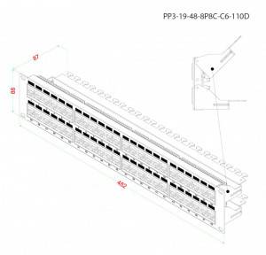 Патч-панель 19 Hyperline PP3-19-48-8P8C-C6-110D