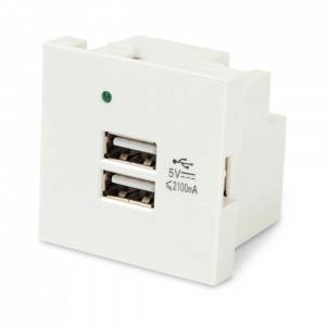Модуль розетки USB Hyperline M45-USBCH2-WH