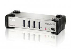 ATEN CS1734B-A7-G Переключатель, электрон, KVM+Audio+USB 2,0, 1 user USB+VGA, 4 cpu PS2/USB+VGA, со шнурами USB 2х1,2м,+2х1,8м,, 2048x1536, настол,, исп,спец,шнуры, OSD, некаскад,,