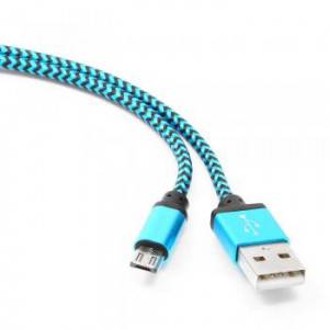 Кабель USB 2.0 Cablexpert CC-mUSB2bl1m, AM/microBM 5P, 1м, нейлоновая оплетка, алюминиевые разъемы, синий, пакет
