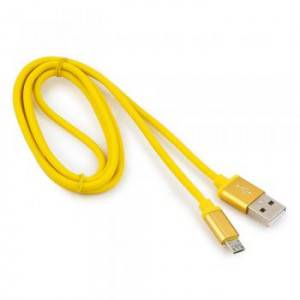 Кабель USB 2.0 Cablexpert CC-S-mUSB01Y-1M, AM/microB, серия Silver, длина 1м, желтый, блистер