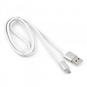 Кабель USB 2.0 Cablexpert CC-S-mUSB01W-1M, AM/microB, серия Silver, длина 1м, белый, блистер