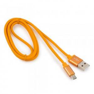 Кабель USB 2.0 Cablexpert CC-S-mUSB01O-1M, AM/microB, серия Silver, длина 1м, оранжевый, блистер