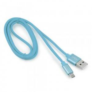Кабель USB 2.0 Cablexpert CC-S-mUSB01Bl-1M, AM/microB, серия Silver, длина 1м, синий, блистер