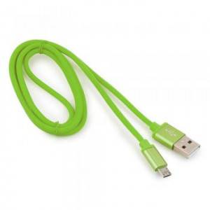 Кабель USB 2.0 Cablexpert CC-S-mUSB01Gn-1M, AM/microB, серия Silver, длина 1м, зеленый, блистер