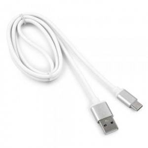 Кабель USB 2.0 Cablexpert CC-S-USBC01W-1M, AM/Type-C, серия Silver, длина 1м, белый, блистер