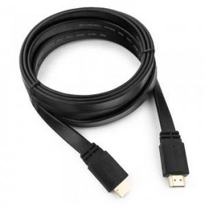 Кабель HDMI Cablexpert CC-HDMI4F-10, 3м, v1.4, 19M/19M, плоский кабель, черный, позол.разъемы, экран, пакет