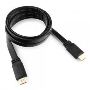 Кабель HDMI Cablexpert CC-HDMI4F-6, 1.8м, v1.4, 19M/19M, плоский кабель, черный, позол.разъемы, экран, пакет
