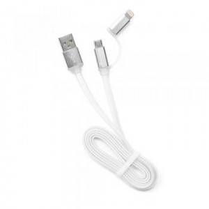 Кабель USB 2.0 Cablexpert CC-mAPUSB2w1m, AM/microBM 5P - iPhone lightning, 1м, комбо кабель, алюминиевые разъемы, белый, блистер