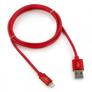 Кабель Cablexpert для Apple CC-S-APUSB01R-1M, AM/Lightning, серия Silver, длина 1м, красный, блистер
