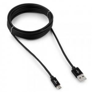 Кабель USB 2.0 Cablexpert CC-S-mUSB01Bk-3M, AM/microB, серия Silver, длина 3м, черный, блистер