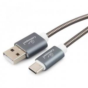 Кабель USB 2.0 Cablexpert CC-G-USBC02Gy-1M, AM/Type-C, серия Gold, длина 1м, титан, блистер