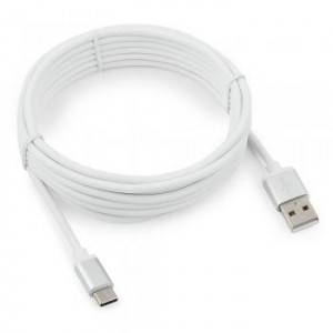 Кабель USB 2.0 Cablexpert CC-S-USBC01W-3M, AM/Type-C, серия Silver, длина 3м, белый, блистер