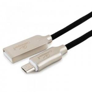 Кабель USB 2.0 Cablexpert CC-P-mUSB02Bk-0.5M, AM/microB, серия Platinum, длина 0.5м, черный, нейлоновая оплетка, блистер