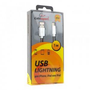 Кабель Cablexpert для Apple CC-G-APUSB02S-1M, AM/Lightning, серия Gold, длина 1м, серебро, блистер