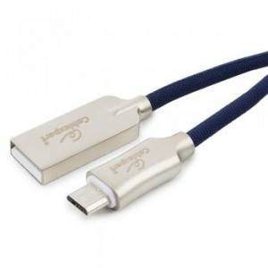 Кабель USB 2.0 Cablexpert CC-P-mUSB02Bl-1.8M, AM/microB, серия Platinum, длина 1.8м, синий, нейлоновая оплетка, блистер
