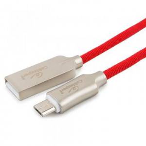 Кабель USB 2.0 Cablexpert CC-P-mUSB02R-1M, AM/microB, серия Platinum, длина 1м, красный, нейлоновая оплетка, блистер