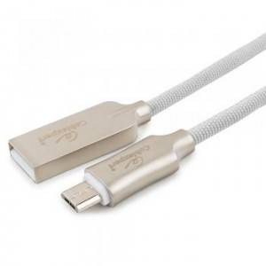 Кабель USB 2.0 Cablexpert CC-P-mUSB02W-1.8M, AM/microB, серия Platinum, длина 1.8м, белый, нейлоновая оплетка, блистер