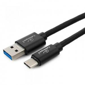 Кабель USB 3.0 Cablexpert CC-P-USBC03Bk-0.5M, AM/Type-C, серия Platinum, длина 0.5м, черный, нейлоновая оплетка, блистер