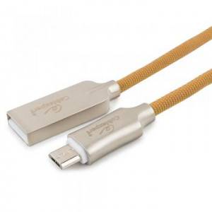 Кабель USB 2.0 Cablexpert CC-P-mUSB02Gd-1M, AM/microB, серия Platinum, длина 1м, золотой, нейлоновая оплетка, блистер